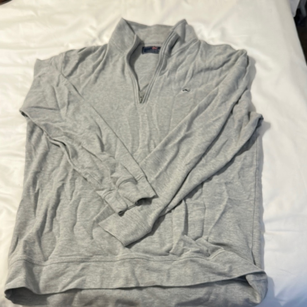 Vineyard Vines Gray Zip Up Sweater Classic Lightweight Style